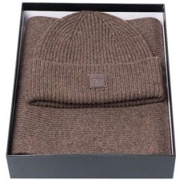 Fynch-Hatton Set de 2 piezas gorro y bufanda marrón
