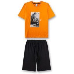 Sanetta Pijama de niño de 2 piezas, camiseta y pantalones cortos naranja 152