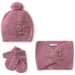 Mayoral Set de bebé de 3 piezas gorro, bufanda y manoplas rosa 12M