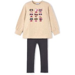 Mayoral Conjunto de niña de 2 piezas, jersey y leggings beige 116