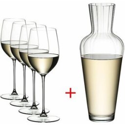Riedel Set de 5 copas de vino blanco VERITAS Riesling/Zinfandel y decantador transparente