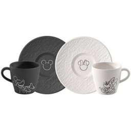 Villeroy & Boch Juego de taza de café con plato de 4 piezas MANUFACTURE -MICKEY MOUSE negro