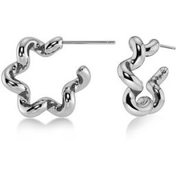 Edblad Pendientes SPIRAL HOOPS Large Silver plata