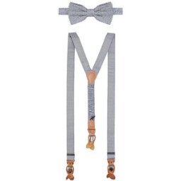 Seidenfalter Set de tirantes con pajarita y clips de botón azul oscuro