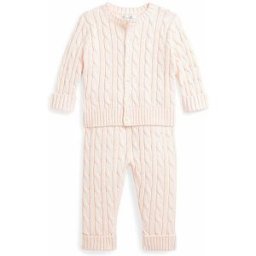 Ralph Lauren Conjunto de bebé de 2 piezas, cárdigan y pantalón rosa 62