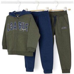 Mayoral Conjunto de 3 piezas para niño, chaqueta de chándal y pantalones de chándal oliva 140
