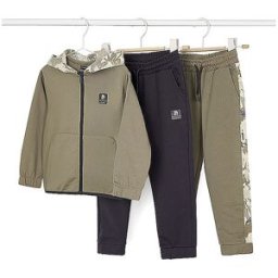 Mayoral Conjunto de 3 piezas para niño, chaqueta de felpa y pantalones de chándal gris 92
