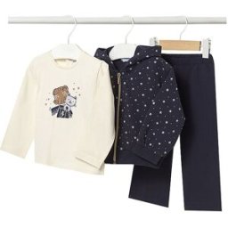Mayoral Conjunto de bebé de 3 piezas: chaqueta, camiseta de manga larga, pantalón azul oscuro 74