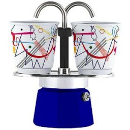 Bialetti Cafetera espresso Mini Express 2 tazas, decoración azul azul