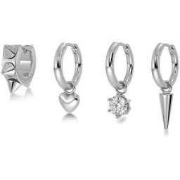 Edblad Pendientes PEAK HOOPS ICON ONE HEART Steel plata