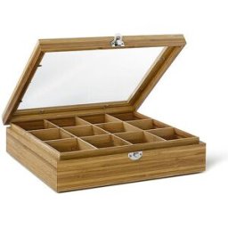 Bredemeijer Caja de té de bambú con 12 compartimentos marrón