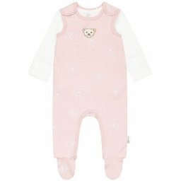 Steiff Conjunto de bebé de 2 piezas, pelele y camiseta de manga larga rosa 74