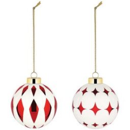 Alessi Bola de árbol de Navidad, juego de 2, 6 cm, blanco/rojo rojo