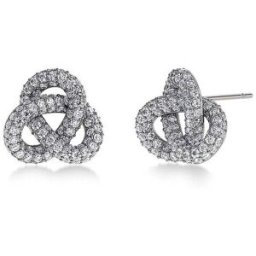 Edblad Pendientes INFINITY KNOT SPARKLE STUDS Large Steel plata
