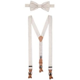 Seidenfalter Set de tirantes con pajarita y clips de botón beige