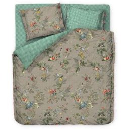 Studio Funda de edredón de percal Fall in Leaf 2x 70x90cm / 200x200cm beige