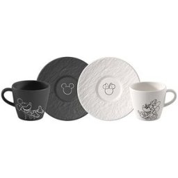 Villeroy & Boch Juego de 4 tazas de espresso con platillo MANUFACTURE-MICKEY MOUSE Negro/Blanco negro