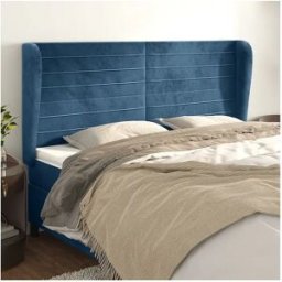 Clicnbuy Cabecero con orejas de terciopelo azul oscuro 163x23x118/128 cm