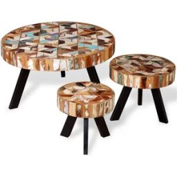 Clicnbuy Set de mesas de centro 3 unidades madera reciclada maciza