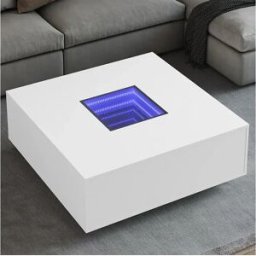 Clicnbuy Mesa de centro con LED Infinity blanca 100x100x40 cm