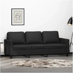 Clicnbuy Sofá de 3 plazas de cuero sintético negro 180 cm