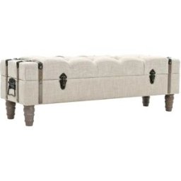 vidaxl Banco de almacenamiento madera maciza y acero 111x34x37 cm