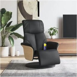 Clicnbuy Sillón reclinable masaje con reposapiés cuero sintético negro