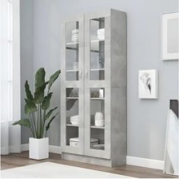 Clicnbuy Vitrina de madera contrachapada gris hormigón 82,5x30,5x185,5cm