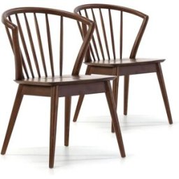 VS Venta-stock Pack 2 sillas Mura Color Nogal, Madera Maciza, 55 x 58,5 x 84 cm