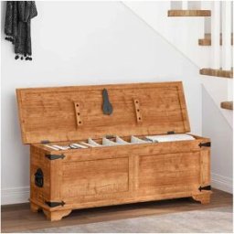 vidaxl Cofre de almacenamiento de madera de mango rugosa