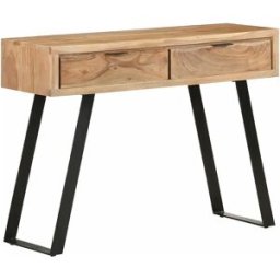 Clicnbuy Mesa consola de madera de acacia bordes naturales 100x35x76 cm