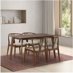 VS Venta-stock Juego de mesa 140x80 cm y 4 sillas de comedor Rustic color Nogal