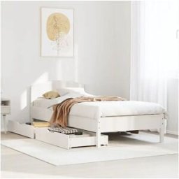 Clicnbuy Estructura de cama sin colchón madera de pino blanca 90x200 cm