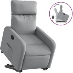 vidaxl Sillón reclinable elevable de tela gris claro