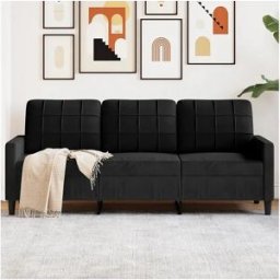 Clicnbuy Sofá de 3 plazas terciopelo negro 180 cm