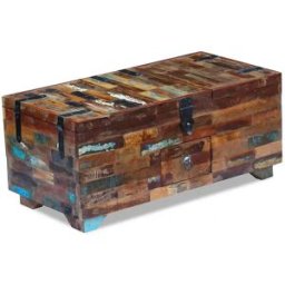 vidaxl Mesa de centro baúl de madera maciza reciclada 80x40x35 cm