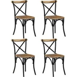 vidaxl Sillas con respaldo cruzado 4 uds madera maciza de mango negro
