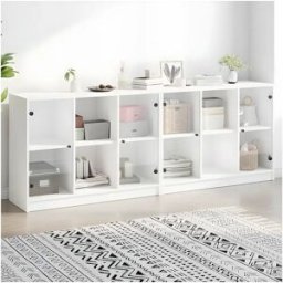 Clicnbuy Estantería con puertas madera de ingeniería negro 204x37x75 cm