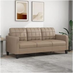 Clicnbuy Sofá de 3 plazas de cuero sintético color capuchino 180 cm