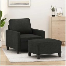 Clicnbuy Sillón con taburete tela negro 60 cm