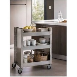 Hierro Carro en acero inoxidable con ruedas - 3 estantes regulables - 82*59*40,50 cm - TEO