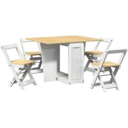 vidaxl Set comedor plegable mariposa 5 pzas Corona madera pino blanco