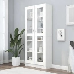 Clicnbuy Vitrina de madera contrachapada blanco 82,5x30,5x185,5 cm
