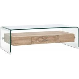 vidaxl Mesa de centro de vidrio templado transparente 98x45x31 cm
