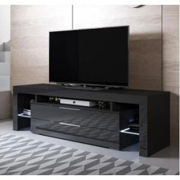 MB Muebles Bonitos Mueble TV para Salón comedor en Negro con LED 160x35x53cm Selma