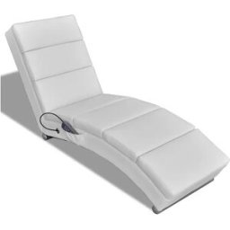 vidaxl Tumbona de masaje reclinable de cuero sintético blanco