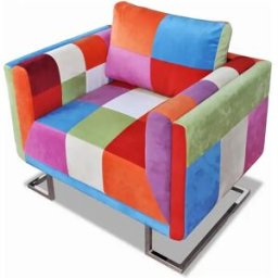 Clicnbuy Sillón con diseño de cubo de retales de tejido con patas cromadas