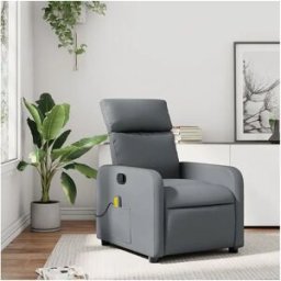 Clicnbuy Sillón de masaje reclinable cuero sintético gris