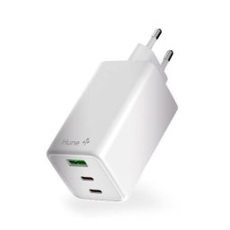 Cargador Hune Eco Triple 100W 2 USB-C + USB-A GaN Blanco Nieve