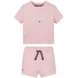 Tommy Hilfiger Conjunto de bebé de 2 piezas, camiseta y pantalones cortos rosa 80